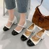 Sapatos Mary Jane Retro Deslumbrantes Versáteis da Moda Calçados Femininos 2025 Primavera e Verão Novos Sapatos de Salto Único Estilo Francês Inspirados em Chanel Feminino
