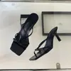 Primeiro Encontro com as Novas Chinelas Abertas Quadradas Estilo Chinês para Mulheres, Uso Externo de Verão, Sandálias de Salto Alto com Tiras Cruzadas e Salto Fino