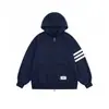 Sudadera con capucha a rayas estilo retro americano para hombre, Otoño Invierno, Marca de moda, Holgada, Cremallera, Cárdigan casual, Sudadera con capucha, Chaqueta para hombre