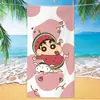 Toalha de banho de secagem rápida infantil de grandes dimensões Giz de cera Pequena nova toalha de praia Microfibra Velo de dupla face Toalha de praia com impressão digital