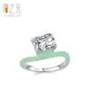 Anillo de Plata de Ley 925 Nuevo Lujo Cuadrado Diamante Pequeño Verde Fresco Pegamento Anillo para Mujer Tendencia Elegante Nicho Anillo Dedo Índice