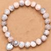 Com Cartão Pulseira de Contas de Pedra Zebra Rosa de 8mm Presente de Feriado para Homens e Mulheres Amizade Coração Pulseira de Contas Estilo Quente