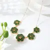 Venda Quente Transfronteiriça Elegante Temperamento Flor Pingada Esmaltada Conjunto de Joias Colar Pulseira Brincos Anel Estilo Corte Retro