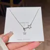 Collar cuadrado pequeño de circón ultrabrillante estilo coreano para mujer, lujo ligero, elegante, cadena para clavícula de acero de titanio de alta gama, venta al por mayor