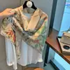 Bufanda de Seda de Alta Gama con Estampado Floral, Chal Protector Solar, Bufanda Cuadrada Grande, Bufanda de Seda para Mujer, Bufanda Cuadrada Grande, Bufanda, Chal, Bufanda Cuadrada
