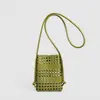 Bolsa de Ombro Transversal para Celular de Couro Macio Estilo Ins Casual Simples Personalizada Vazada Leve Versátil Nova Moda de Verão