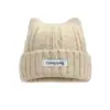Chapéu de Tricô com Orelhas de Gato Estilo Coreano Outono Inverno Feminino Quente Afina o Rosto Chapéu de Lã Fofo Proteção para Orelhas Chapéu para Clima Frio Versátil Chapéu de Pelúcia