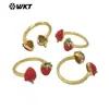 Wt-Rf009 Nuevo Anillo Abierto de Latón con Diseño de Fresa de Doble Cabeza Exportación Venta Caliente Joyería Diaria para Niñas