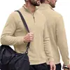Amazon Transfronterizo Sudadera con Capucha Pulóver Casual Americano para Hombre Primavera y Otoño Textura de Sarga Media Cremallera Cuello Solapa Manga Larga