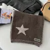 Bufanda de Punto de Lana con Estrella de Moda para Mujer Invierno Estilo Callejero Coreano Calentador de Cuello Bufanda Versátil