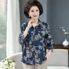 2025 Camisas de Algodón y Seda para Personas de Mediana Edad y Mayores Camisas de Manga Larga para Mujer Ropa de Madre Camisas de Algodón Artificial Tallas Grandes Tops Sueltos de Primavera y Verano