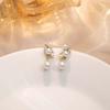Pendientes de Perlas Simples Estilo Coreano Aguja de Plata Tamaño Pendientes de Diamantes de una Palabra de Temperamento Francés Pendientes de Alta Gama
