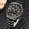 Reloj LIGE multifuncional de cuarzo impermeable para hombre, estilo de negocios, deportivo, casual, de moda, con correa de acero en color blanco plateado