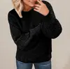 Suéter de Punto para Mujer Talla Grande de Color Sólido para Otoño e Invierno, Comercio Exterior, Top de Cuello Redondo, Suéter Pulóver Holgado, Capa Base Versátil