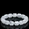 Pulseira de Contas Cilíndricas Pedra Fantasma Branca Natural de Cristal, Pulseira de Pedra Fantasma Floco de Neve Branco Tipo Gelo Atacado, Direto do Fabricante