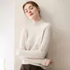 Suéter de Cashmere Feminino Outono e Inverno Novo Estilo Gola Meia Alta Macio e Fofo Base de Lã Roupa Íntima Malha Casual Solta