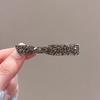 Preto Strass Franja Lado Hairpin Metal Strass Clipe Headwear Requintado Duckbill Clipe Hairpin Bow Side Clip