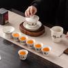 Ceniza de Planta Cerámica Dehua Sicai Tazón Gai Tazón de Té Individual Kung Fu Flotante Giratorio Olla con Rodamiento Juego de Té Taza de Té