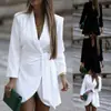 Otoño 2026 Nuevo Vestido Corto de Moda Elegante para Mujer, Estilo Europeo y Americano, Cruzado, Ajustado a la Cintura, Cuello en V, Manga Larga