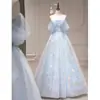 Elegante Vestido de Noche para Mujer, Estilo Azul de Alta Gama Hombros Descubiertos, Adecuado para Uso Diario, Anfitriona, Cumpleaños, Estilo Nicho Francés, Graduación