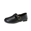 Mocasines Retro para Mujer de Punta Redonda, Piel Suave, Hebilla Metálica, Modelo Nuevo 2026, Cierre de Velcro, Slip-On, Suela Suave, Zapatos para Mujer