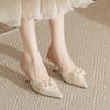 Design de nicho fechado sandálias de strass feminino flor de strass desgaste agulha salto alto sapatos de camada única não cansado costas sandálias vazias