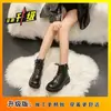 Botas Quentes e Antiderrapantes de Bico Redondo Estilo Francês, Novo Estilo Verão e Outono 2026, Botas Confortáveis com Cadarço e Forro de Lã, Sola Grossa para Uso Externo