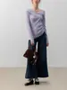 Senso de Design Elegante Francês Suéter de Tricô de Manga Longa Top Feminino Primavera e Outono Preguiçoso Versátil Suéter Roxo