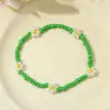 Pulsera de Cuentas de Arroz Pulsera de Flores Estilo Ins Personalizada Retro Europea y Americana Cuerda Elástica Pulsera de Margarita con Cuentas Pulsera Versátil