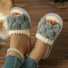 Eva Comercio Exterior Pantuflas para el Hogar Planas Pantuflas Ropa de Exterior para Mujer Pantuflas de Algodón con Lazo Tendencia en Pantuflas Antideslizantes