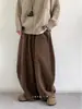 Calça Larga de Veludo Cotelê Cor Café Vintage para Homens e Mulheres, Estilo Japonês Outono/Inverno, Calça Longa Casual Relaxada