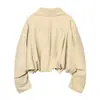 Para Comercio Exterior Transfronterizo Europeo y Americano Ropa de Mujer Aliexpress Más Vendido Moda de Verano Versátil Color Albaricoque Cuello de Muñeca Chaqueta con Cordón