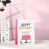 Sacola de presente de aniversário, sacola de papel kraft com desenho animado, sacola de embalagem para viagem, sacola para embrulho de presente de festa de feriado infantil, bolsa de mão