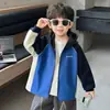 Chaqueta de Otoño para Niños 2026 Estilo Nuevo Cárdigan de Otoño para Niños Sudadera con Capucha Top de Color Bloque para Bebé Ropa de Otoño de Moda para Niños