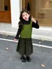 Conjunto de Tres Piezas para Niña: Chaleco de Punto, Camiseta Básica, Pantalones de Pierna Ancha - Nuevo Conjunto Casual Estilo Old Money para Niños Primavera/Otoño 2026