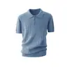 Camisa POLO Estilo Old Money Gola Reversível Manga Curta Malha Masculina Tricô em Ponto Trançado Britânica Business Camiseta de Seda Gelada Comércio Exterior Transfronteiriço Atacado