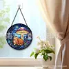 Colgante de Vidrio Pintado de Hongo Gato Naranja Cruzado Adorno de Vidrio para el Hogar Decoración de Ventana Atrapasoles para el Jardín