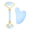 Fábrica de Origen Rodillo de Jade de Cuarzo Rosa Set de Masaje Tabla de Raspado de Jade Rodillo de Doble Cabezal Palo de Masaje Facial