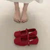 Zapatos de Salón de Terciopelo Francés con Tacón Oculto de Corte Bajo para Mujer 2026 Verano Nuevo Estilo con Faldas Estilo Elegante y Suave Zapatos de Ballet para Fiesta