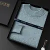 Caixa de Presente Suéter Masculino de Caxemira Gola Meia-Alta Lã Grossa Quente Malha Casual Camada Base Suéter de Caxemira de Cabra Inverno
