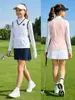 2026 PGM Roupa de Golfe Infantil Meninas Verão Manga Curta Regata Respirável Vestuário Infantil