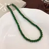 Collar Largo de Perlas Doble Capa Estilo Chinoiserie Nuevo 2025 Nuevo Estilo Popular Cadena para Clavícula con Perlas de Calcedonia Verde para Mujer