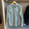 Camisa feminina casual estilo japonês de brim macio/camisa de sarja de algodão de manga comprida camisa para ar condicionado 492461 475663