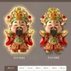 Dios de la Riqueza Pintura Colgante con Luz LED Pintura Decorativa para Vestíbulo Cinco Bendiciones Llegan Pintura de Lámpara de Pared Luminosa para Sala de Estar Comedor
