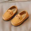 Zapatos de cuero para niños estilo británico, mocasines de suela blanda, zapatos de cuero casuales para niños, zapatos planos de moda estilo coreano, cómodos y transpirables