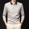 Camisa Polo de Estilo Nuevo con Cuello para Hombre, Color Sólido, Camiseta Casual de Moda para Hombres Jóvenes y de Mediana Edad, Camisa Básica para Hombre, Ropa de Manga Larga para Hombre Transfronteriza
