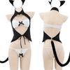 Pijama sexy, gatito sexy con escote profundo, juego de rol de sirvienta salvaje y juguetona, gata sexy con escote profundo, puro deseo y pasión.