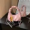 Bolsa de Mão Popular para Comércio Exterior com Design de Bolinho Plissado, Nova Bolsa de Ombro Tendência de Nicho 2026, Bolsa Transversal Versátil com Corrente para Mulheres