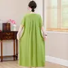 Vestido de Algodão e Seda de Verão para Mulheres, Caimento Solto, Emagrecedor, para Mães de Meia-Idade e Idosas, Saia Evasê, Novo Modelo 2026, Item Quente Popular deste Ano