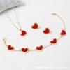 CDD Pulsera de Amor en Forma de Corazón de Trébol para Mujer Juego de Aretes y Collar Populares Comercio Electrónico Transfronterizo Fábrica Proveedora de Comercio Exterior